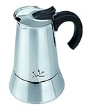 Jata Hogar CAX106 - Cafetera italiana de acero inoxidable. 6 tazas. Apta para todas las cocinas, incluida inducción. Asa maciza.
