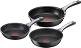 Tefal Unlimited On - Juego de 3 Sartenes de 20/24/28 cm con revestimiento muy resistente, Thermo-Signal, Thermo-Fusion, forma profunda, todo tipo de cocinas, apto para horno, sin PFOA, Color Negro