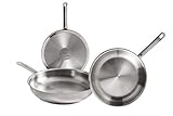 WMF Profi - Set de 3 sartenes 20, 24 y 28 cm, de acero Inoxidable, sin recubrimiento antiadherente para todo tipo de cocinas Incluido inducción