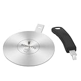 ROSSETTO Disco Adaptador Inducción Difusor para Placa de Inducción Difusor de Calor con Asa Desmontable para Cafetera de Acero Inoxidable (14cm)