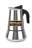 Orbegozo KFI 260 - Cafetera Italiana, 2 Tazas, Asa, Válvula de Seguridad, Acero Inoxidable