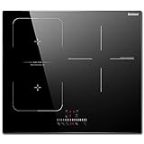 Placa De Inducción 3 Fuegos con Flexi Zona, Karinear Vitrocerámica Inducción Eléctrica Empotrable, Placa Inducción con Control Táctil, Función Boost, Temporizador, Bloqueo para Niños, 6800 W
