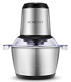 HOMEASY Picadora Eléctrica de Alimetos 350W, 2L Trituradora de Alimentos de Acero Inoxidable, Picadora de Alimentos 4 Cuchillas 2 Velocidades, Picadora de Carne Verduras y Frutas
