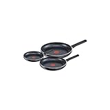 Tefal - 3 sartenes en bruto 21-26-30 cm para todo tipo de fuegos, incluidos inducción C2649102, aluminio, negro, 59 x 39 x 16 cm, fabricado en Francia