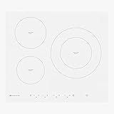 EAS ELECTRIC SMART TECHNOLOGY | EMIH2813FW | Placa de inducción 60cm de ancho | Cristal blanco | 3 zonas de cocinado | zona doble de hasta 28cm | Temporizador | Apagado de seguridad | Función Booster