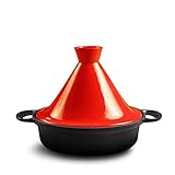 Tajine De Hierro Fundido Original De Marruecos, Olla De Barro De Ø 26cm Para Cocinar Hecha A Mano Esmaltada Libre De Sustancias Nocivas Apto Para Todo Tipo De Estufas InduccióN Y Horno,red