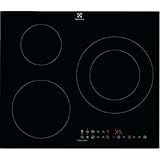 Electrolux LIT60336 Placa inducción, Biselada, Extraplana de 3 zonas, Función Puente, Calentamiento rápido automático, Conexión con campana compatible, Temporizador, Control táctil, Negro, 60 cm
