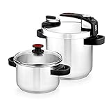 BRA Tekna Set de Ollas a Presión Rápida, Acero Inoxidable, Gris, 24 cm, 7+4 litros