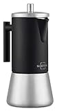 SILBERTHAL Cafetera inducción 6 tazas | Todo tipo de cocinas | Cafetera moka italiana 300ml | Acero inoxidable Negra | Con reductor