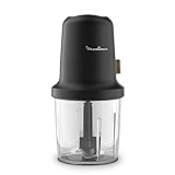 Moulinex Chopper Eco Respect Noir AT80E8 Picadora de alimentos de 500 W, 3 funciones en 1: Mezcla, pica y pica finamente, 2 cuchillas acero inoxidable, apta para lavavajillas, 23% plástico reciclable