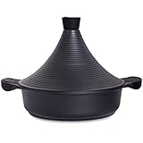 Tajine marroquí con tapa de aluminio antiadherente | 28cm | Apto para lavavajillas de inducción (Black)
