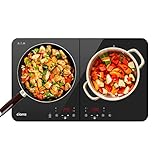 CIARRA CBTIH2 Placa Inducción 2 Fuegos Portátil 3500W Inducción Cerámica 2 Zonas Ultrafina Control Táctil Independiente 9 Niveles de Potencia con Función Temporizador y Función de Seguridad