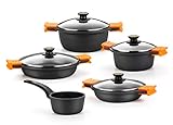 BRA Efficient - Batería 5 piezas, de aluminio fundido con antiadherente, apta para todo tipo de cocinas incluso inducción [Amazon Exclusive]