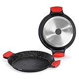 Paellera o Sartén - Saltear, Asar, Asar a la Parrilla - Sartén de Aluminio de 32cm- Base de Acero Inoxidable -Recubrimiento Cerámico Antiadherente GREBLON (32 cm)