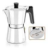 BRA Perfecta – Cafetera Italiana Inducción, Aluminio, capacidad 9 tazas, color plata, 19x11x22