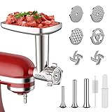 Accesorios Picadora de Carne para KitchenAid Robots de Cocina, Picadora Accesorio con 4 Platos de Moler y 3 Tubos de Relleno para Salchichas, COFUN KitchenAid Accesorios