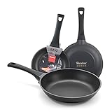 Metaltex DURIOR - Lote 3 Sartenes Aluminio Fundido, 20 + 24 + 28 cm, antiadherente ILAG 2 capas, Full Induction válido para todo tipo de cocinas