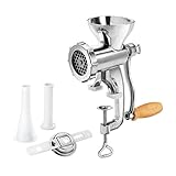 Metaltex 251721010, Picadora de carne y verduras de con accesorios, aluminio, plata, 10 x 14 x 26,5 cm