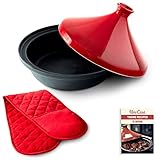 Uno Casa Olla tajine - Tajín marroquí de 3,5 litros con Base de Hierro Fundido esmaltado y Tapa cónica