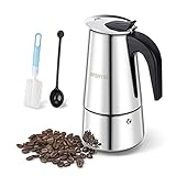 Cafetera Italiana 10 Tazas 500 ml Cafetera Italiana Induccion Compatible con Gas Vitrocerámica e Inducción Cafetera Conveniente Para la Cocina de Inducción Acero Inoxidable de Válvula de Seguridad