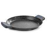 Lacor 25432 Paellera con Asas de Silicona, Recubrimiento Antiadherente, Apta para Inducción, Ecológica, Sin PFOA, Aluminio Fundido, 32cm, Negro