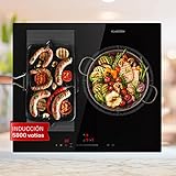 Klarstein Placa Induccion Eléctrica 5800W, Vitrocerámica Inducción Eléctrica de 3 Fuegos, Placas de Cocción de Sobremesa, Control Táctil, Placas de Cocción de Inducción, Placas Eléctricas para Cocinar